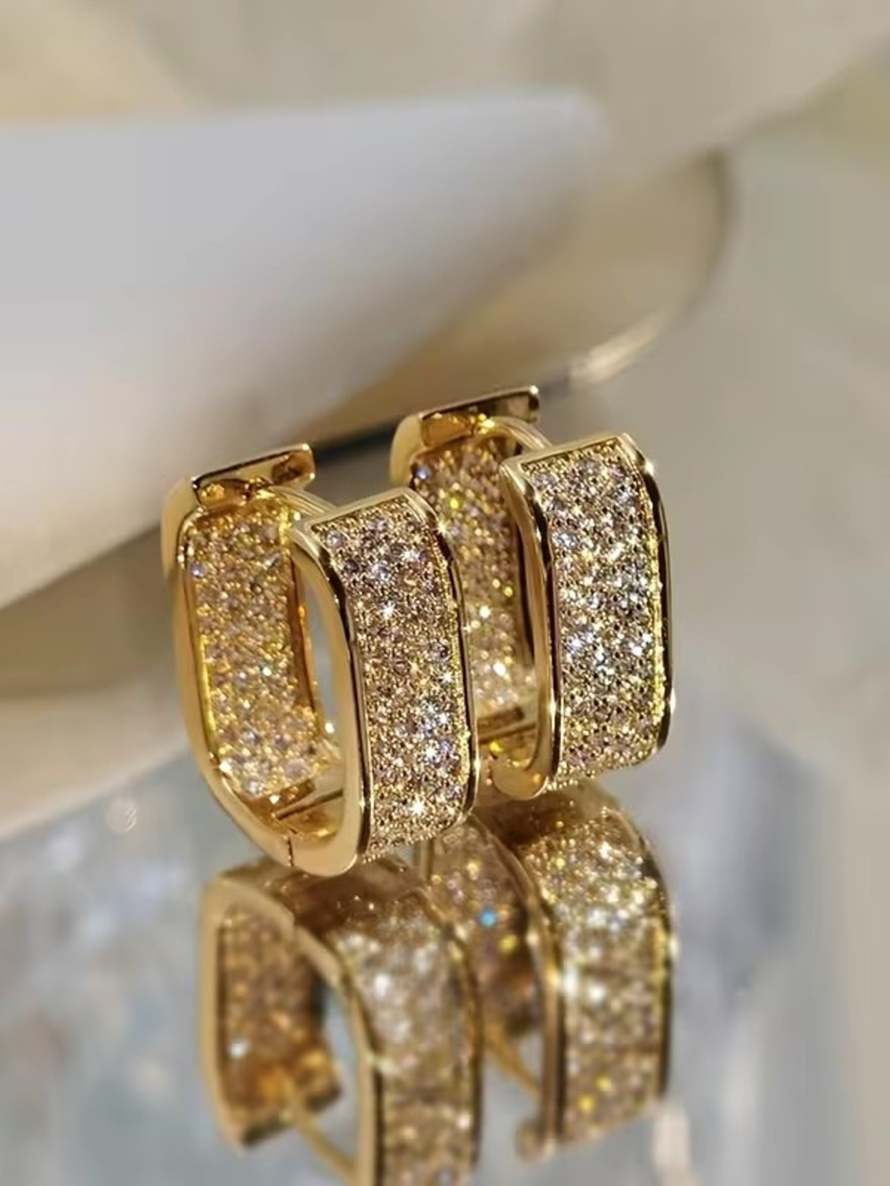 Gold U-Shaped Huggie Hoop Earrings - Women Jewelry